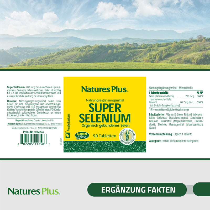 NaturesPlus Super Selenium high dose 200 mcg (90 tablets) - selenium and vitamin E - NewNest Australia