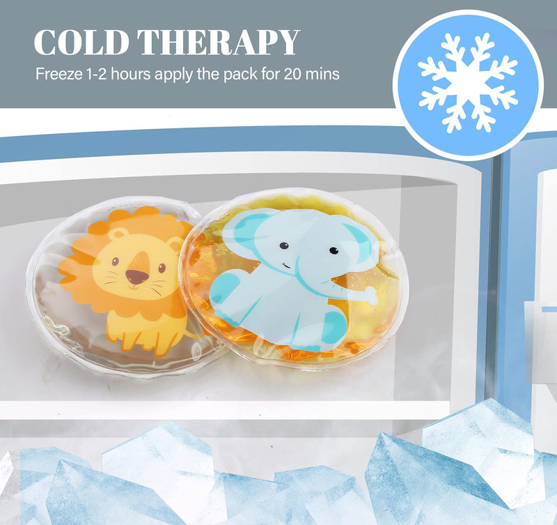 Sweelov 4 Cold Compress for Kids Gel Reusable Ice Packs Instant First Aid Gel Packs for Fever & Pain Relief Muscle Pains, Φ10cm, with Cloth Cover - NewNest Australia