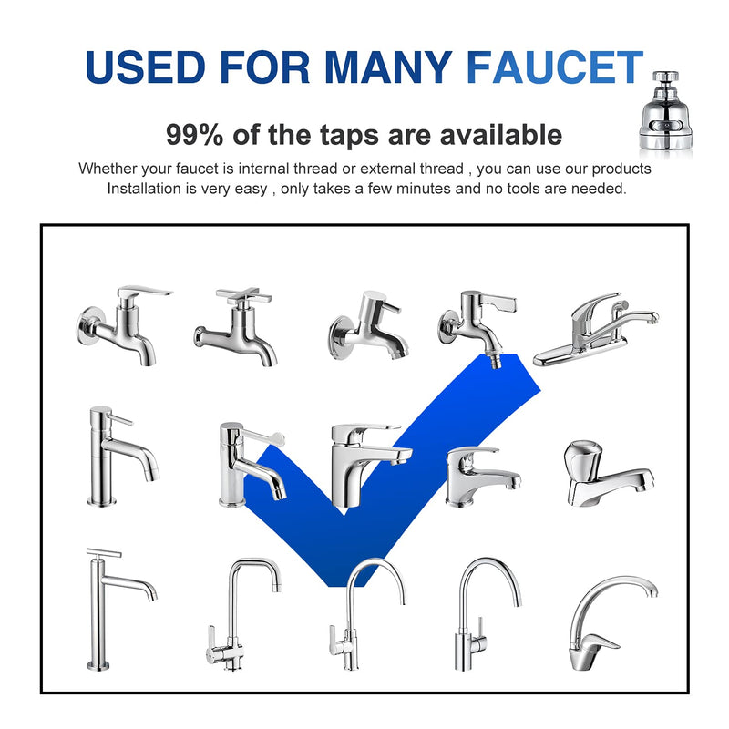2Pcs 3 Mode Adjustable Faucet Sprayer Attachment 360 Degree Rotating Faucet Aerator Kitchen Sink Tap Head Water Saving Extend Nozzle Chrome Plated Silver Tone - NewNest Australia