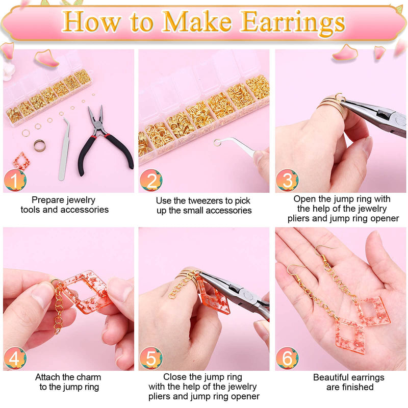 Gold Jump Rings for Jewelry Making, Paxcoo 1500Pcs Jewelry Necklace Repair Kit with Jewelry Making Supplies and Jewelry Pliers for Bangle Charms, Earrings and Nail Piercing Gold - NewNest Australia