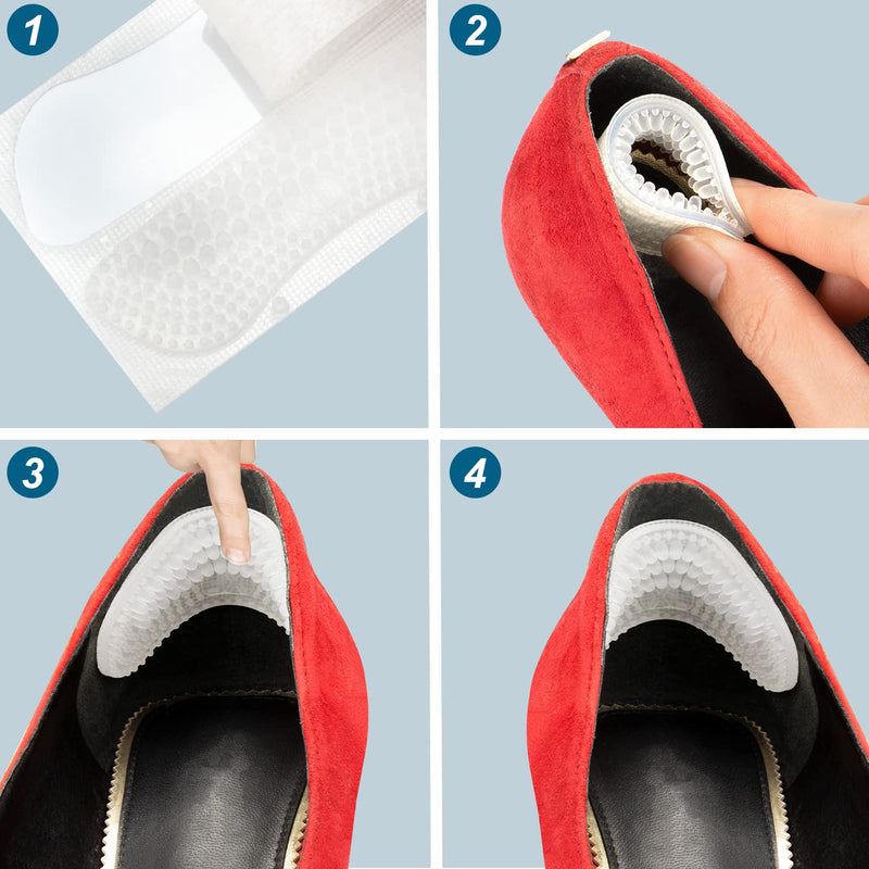 4 pairs of heel pads, heel pads for shoes that are too large, silicone heel protection, self-adhesive shoe insoles, insole for high heels sneakers (transparent). - NewNest Australia