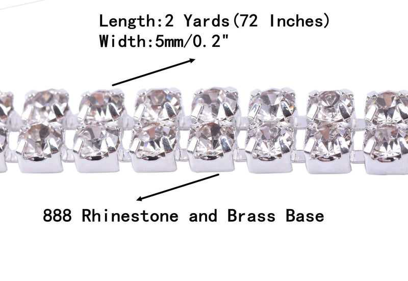 KAOYOO 2 Rows 2 Yards Crystal Rhinestone Chain Trim for Sewing Craft,DIY Decoration,2.5mm/0.1" 2 Rows 2 Yards-SS08/2.5mm/0.1" Silver - NewNest Australia