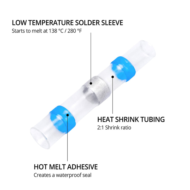 Wirefy 110 PCS Solder Seal Wire Connectors Kit - Heat Shrink Solder Butt Connectors - Waterproof Solder Sleeves - Self Soldering Wire Connectors - Set 26-10 AWG 110 PCS Kit - NewNest Australia