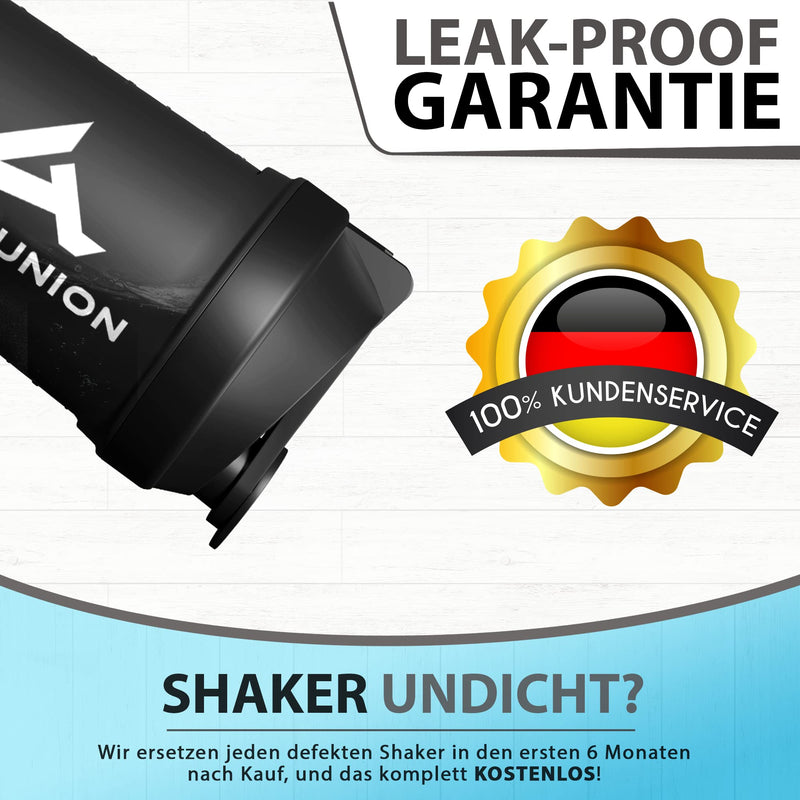 Protein shaker 700 ml “FYRA” leak-proof - BPA free with powder compartment & sieve and scale for creamy whey protein shakes, shaker protein shake, protein shaker cup for Bcaa and gaming booster in black - NewNest Australia