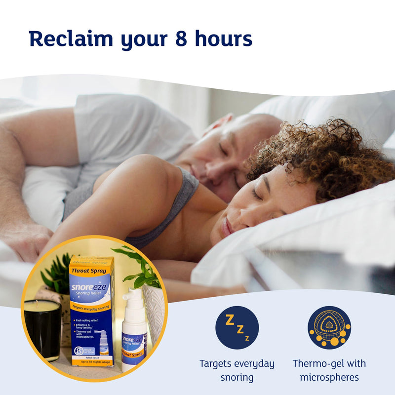 Snoreeze Anti-Snoring Throat Spray - Effective Snoring Aids for Men & Women - Fast Acting Lubricating Thermo Gel - Snore Stopper to Use with Mobile App - 23,5ml, 50 Nights Use Throat Spray (1 Pack) - NewNest Australia