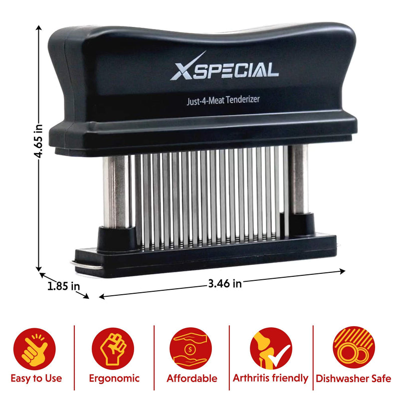 NewNest Australia - XSpecial Meat Tenderizer Tool 48 Blades Stainless Steel | Easy To Use & Clean - Turn Tough & Hard Meats Into Tender Buttery Goodness | No More Hammer Or Mallet Pounding | 100% Hassle-Free Guarantee Black 
