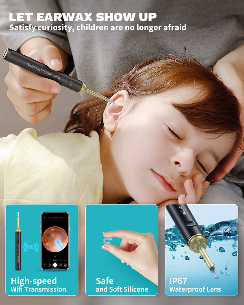 KAUGIC Ear Wax Removal Tool Camera - Premium Ear Cleaner with Camera with 6-axis Gyroscope 350mAh Battery, Otoscope Wireless with 1080P 500W HD Waterproof, Ear Camera for iPhone, Android - NewNest Australia