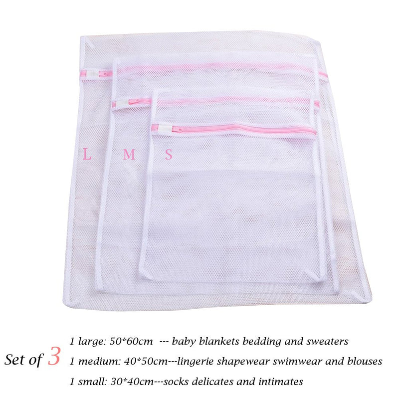 NewNest Australia - HONBAY Set of 3 Mesh Laundry Bags for Lingerie Socks Pantyhose Baby Clothes and Stuffed Toys Used in Both Washing Machine and Dryer Coarse Mesh Zippered Bags (1 Large 1 Medium 1 Small) 