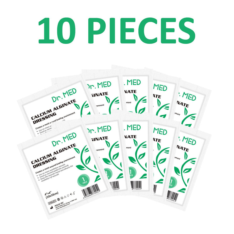 Dr. Med Calcium Alginate Wound Dressing Gauze, 10 PCS High Absorption Non-Stick Filling Soft and Comfortable Patch (4"X 4") - NewNest Australia
