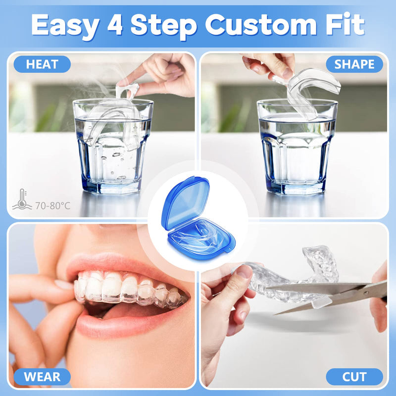 Teeth Guard for Night Grinding, 4 Pack Night Sleep Guard Teeth Grinding, Retainer, Moldable Fit Mouth Guard for Teeth Grinding with Carry Case, Custom Fit Teeth Retainers,Clear - NewNest Australia