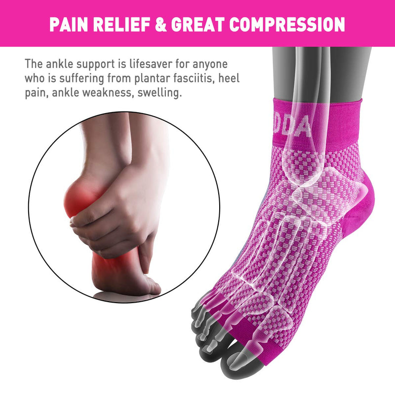 AVIDDA Plantar Fasciitis Socks with Heels Arch Supports, Compression Sleeves Ideal for Arthritis Pain Relief and Suitable for Sports, Ankle Supports for Men and Women Pink-1-M M Pink Pair - NewNest Australia