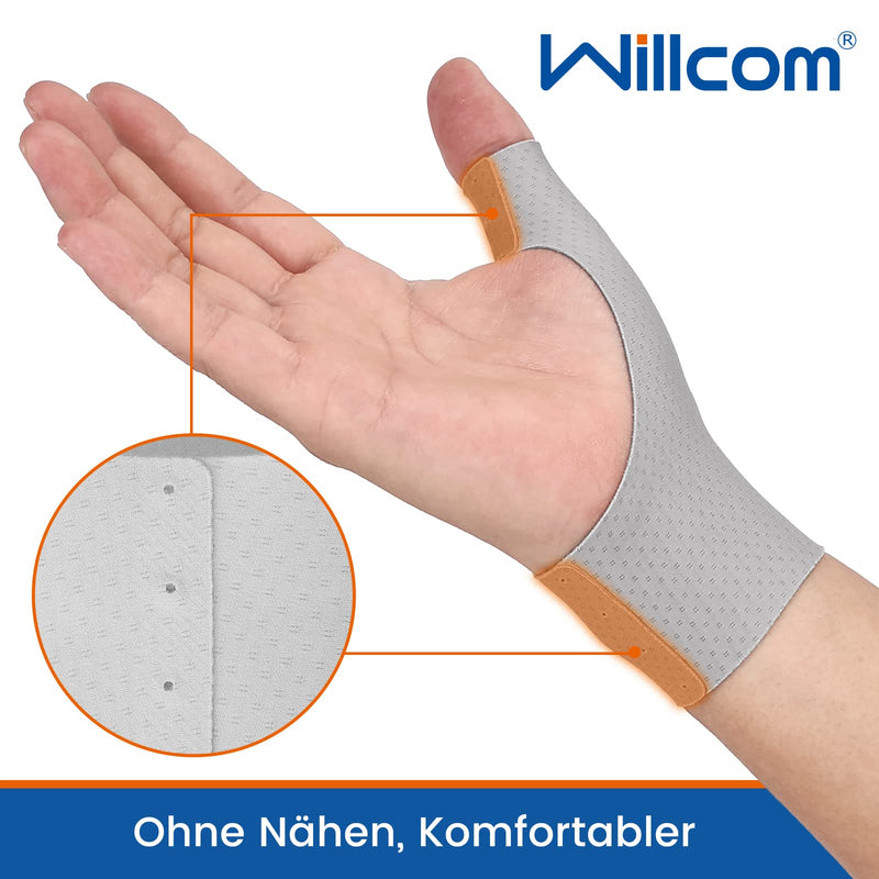 Willcom Elastic Thumb Wrist Splint Compression Sleeve for Men & Women - 2 Pieces Soft Fabric Thumb Glove Liner for Mild Arthritis Pain Relief Protector (M) M Grey - NewNest Australia