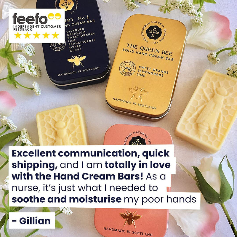 Edinburgh Skin Care Company, 3x Luxury Solid Hand Cream Bar | Cruelty Free, Natural Hand Cream | Gift For Women & Men | For Extra Dry Hands | For Sensitive Skin | Hand Moisturiser & Lotion Gardener's & Queen Bee & Golden Rosewood - NewNest Australia