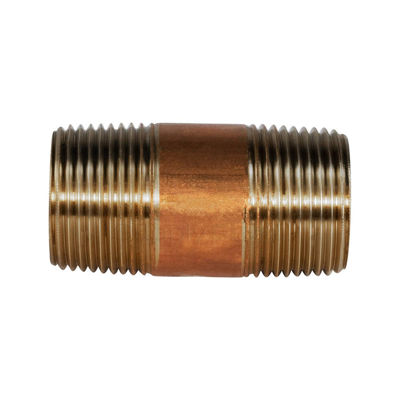 Everflow Supplies NPBR1415 1-1/2" Long Brass Nipple Pipe Fitting with 1/4" Nominal Diameter and NPT Ends - NewNest Australia