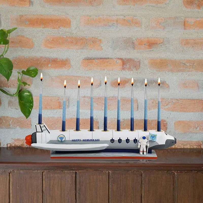 NewNest Australia - Zion Judaica Polyresin Spaceship Menorah Chanukah in Outer Space 