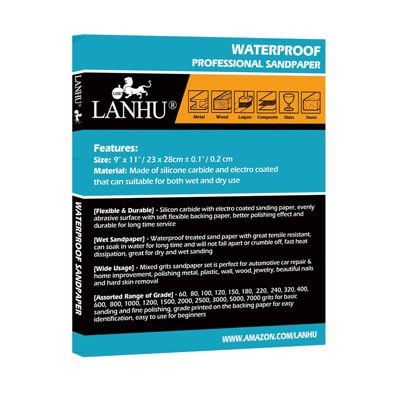 LANHU 400 Grit Sandpaper for Wood Furniture Finishing, Metal Sanding and Automotive Polishing, Dry or Wet Sanding, Multipurpose Sandpaper, 9 x 11 Inches, 25-Sheets 25 PACK - NewNest Australia