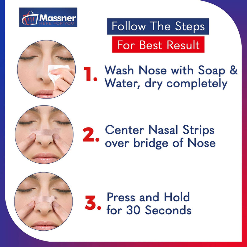 Massner Nasal Strips for Snoring, Large 100 Pack - Extra Strength Anti Snoring Solution for Men, Women - Clears Air Way to Breathe Better - Sleep Right, Snore Less - Stuffy Nose Relief for Congestion - NewNest Australia