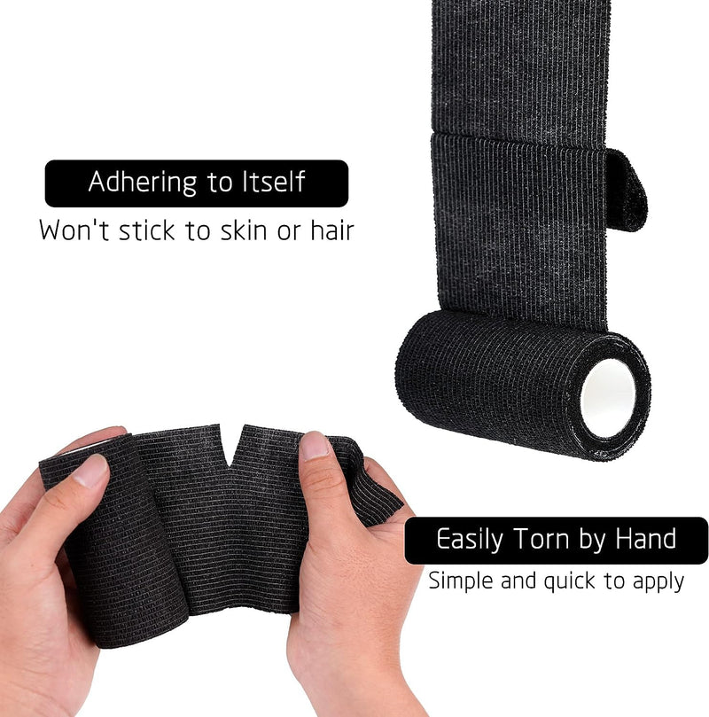 ADMITRY Self-Adhesive Bandage, 8 Rolls x 7.5 cm x 4.5 m Plaster Roll Bandage Material Elastic Bandage Fixing Bandage Adhesive Bandage Self-Adhesive (Black) - NewNest Australia