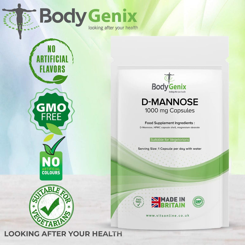 Bodygenix D-Mannose Capsules | Promote Healthy Bladder| UTI Support Supplement | Reduce Burning, itching, and Urinary Inconsistency | Manufactured in UK | 1000mg 30 capsules - NewNest Australia