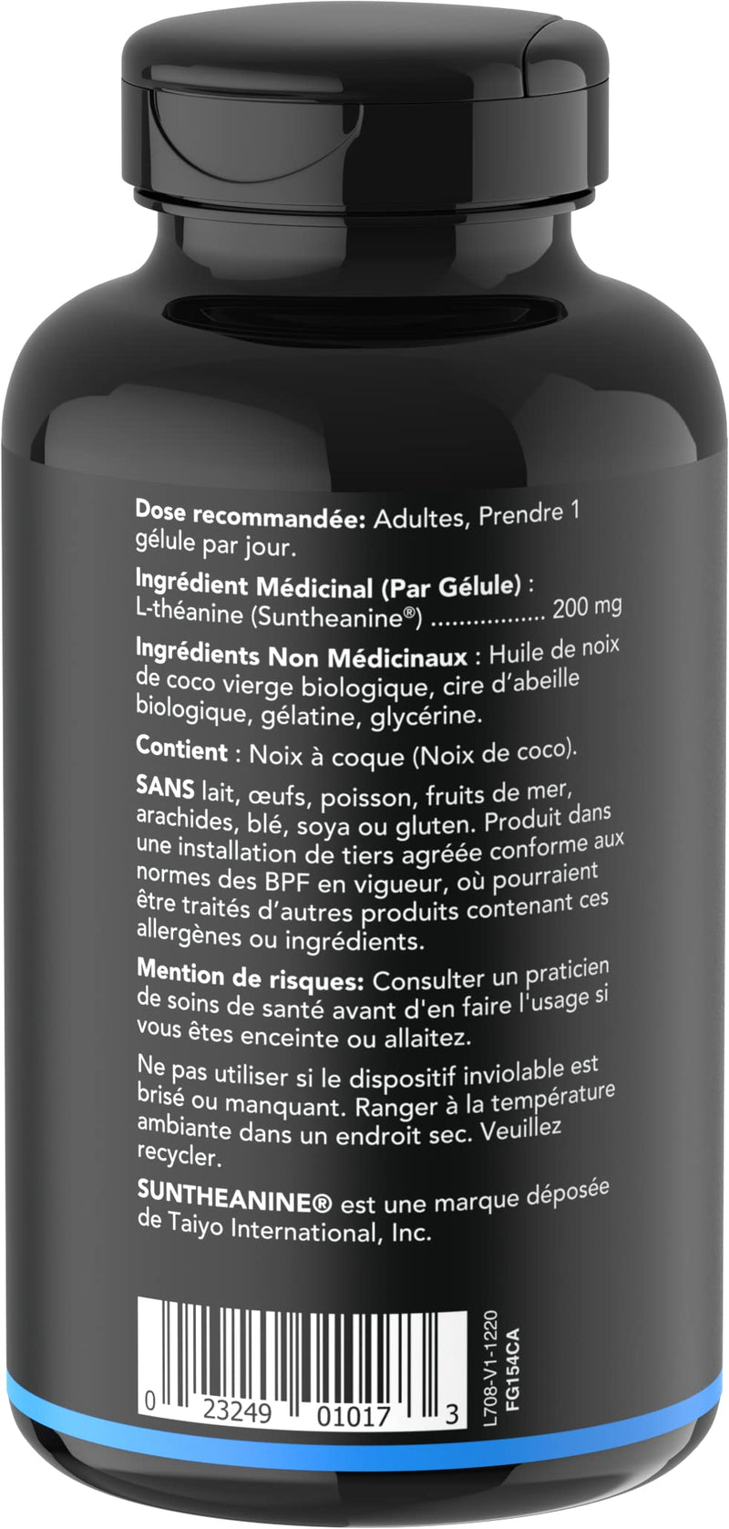 Suntheanine® L-Theanine 200mg (Double-Strength) in Cold-Pressed Organic Coconut Oil; Non-GMO & Gluten Free - 60 Liquid Softgels - NewNest Australia