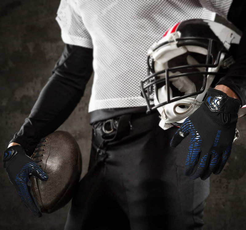 NICEWIN Football Gloves Adult Football Receiver Gloves for Men and Women Blue 1 Medium - NewNest Australia