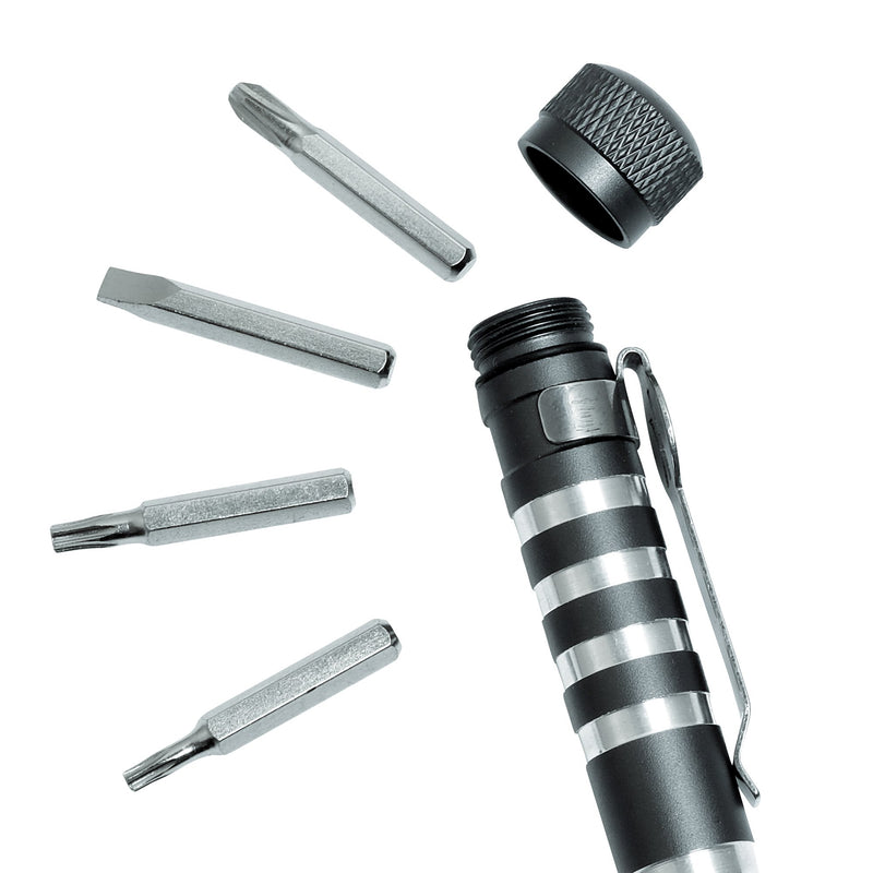 Kershaw TX-Tool (TXTOOL); 4.8 in. Single-Position Multifunction Magnetic Bit Driver; Includes T-6, T-8, T-10, 2 Phillips and Slotted Screwdriver Bit; 1.1 oz, Black - NewNest Australia