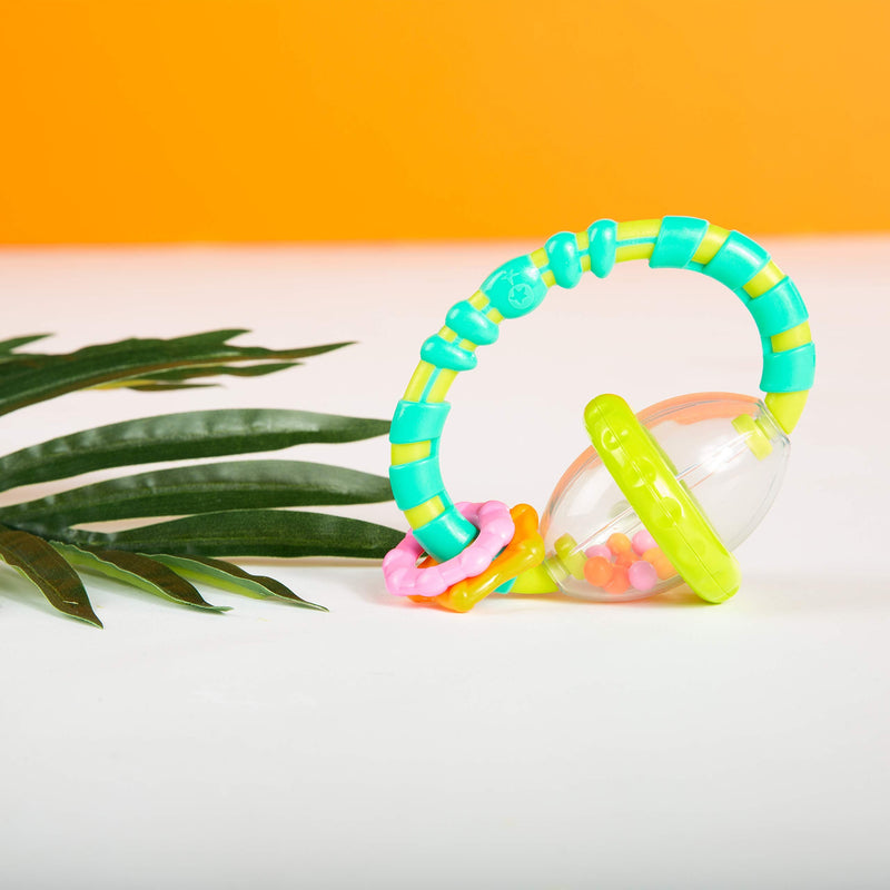 Bright Starts Grab & Spin Baby Rattle & BPA-Free Teether Toy, Ages 3 Months+, Colors May Vary Spin Rattle - NewNest Australia