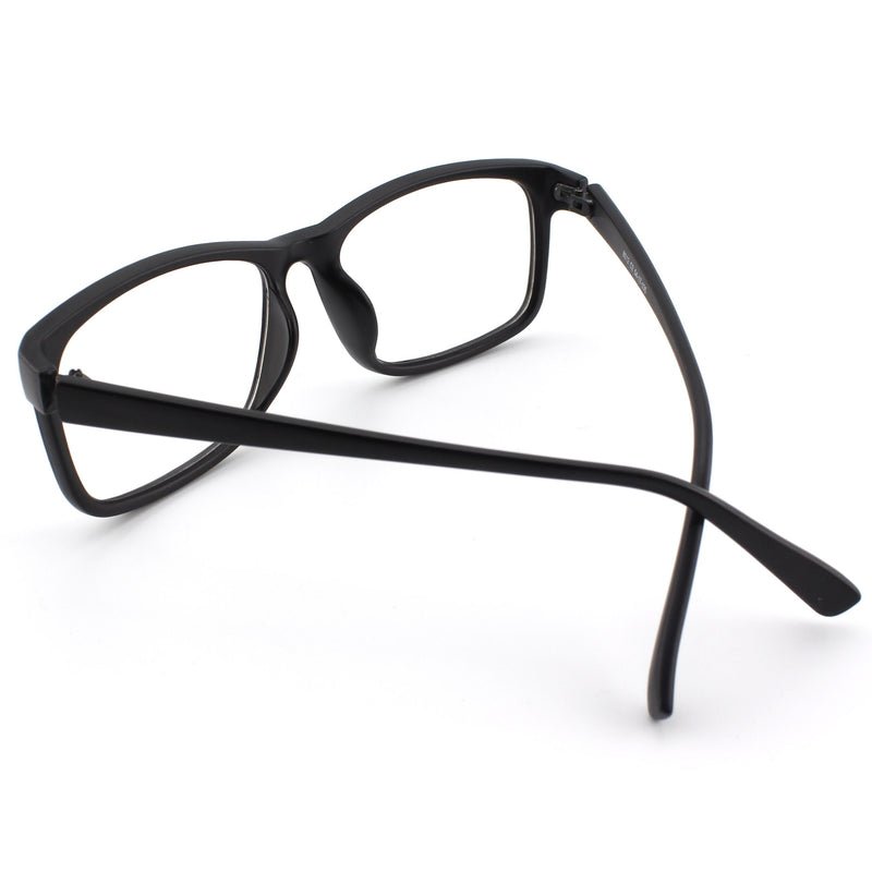 GQUEEN Large Frame Horn Glasses Glasses Without Strength Fake Glasses Nerd Glasses Women Men UV400 PE1 2 Matt Black - NewNest Australia