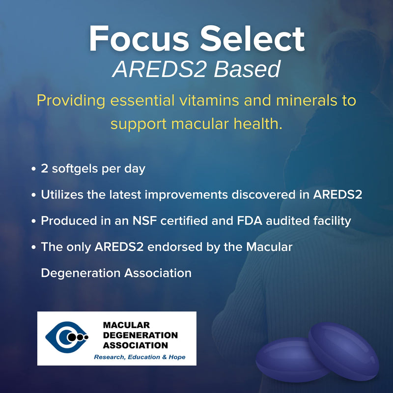 Focus Select® AREDS2 Based Eye Vitamin-Mineral Supplement - AREDS2 Based Supplement for Eyes (60 ct. 30 Day Supply) - AREDS2 Based Low Zinc Formula - Eye Vision Supplement and Vitamin - NewNest Australia