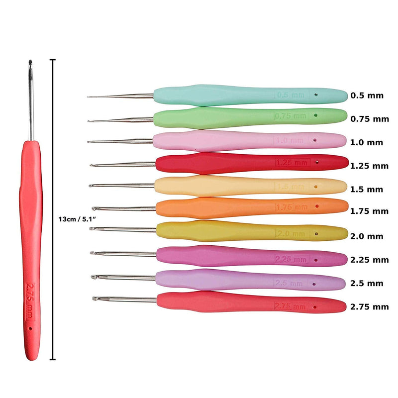 20 Sizes Crochet Hooks Complete Set,0.5mm-10mm Ergonomic Crochet Hooks with Case for Arthritic Hands - NewNest Australia
