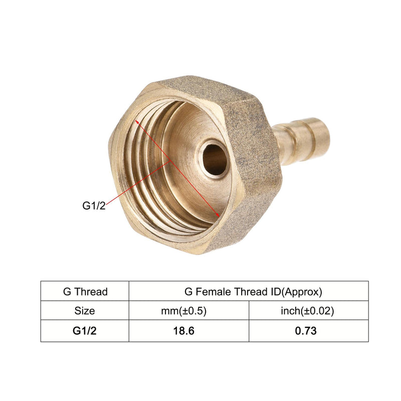uxcell Brass Barb Hose Fitting Connector Adapter 6mm Barbed x G1/2 Female Pipe with 6-12mm Hose Clamp 2Set - NewNest Australia
