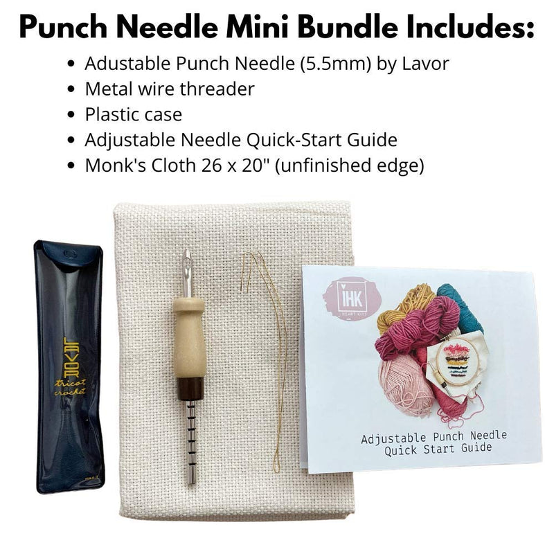 Punch Needle Mini Bundle by I HEART KITS - Includes Adjustable Punch Needle, Monk's Cloth and Instructions - NewNest Australia