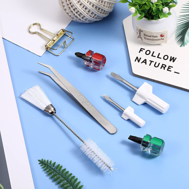 6 Pieces Sewing Machine Cleaning Kit Includes Tweezers Double Headed Lint Brush 4 Pieces Short Screwdriver, Flathead Cross Head Screwdrivers Mini Portable Screwdriver for Repair Machine Sewing Tools - NewNest Australia