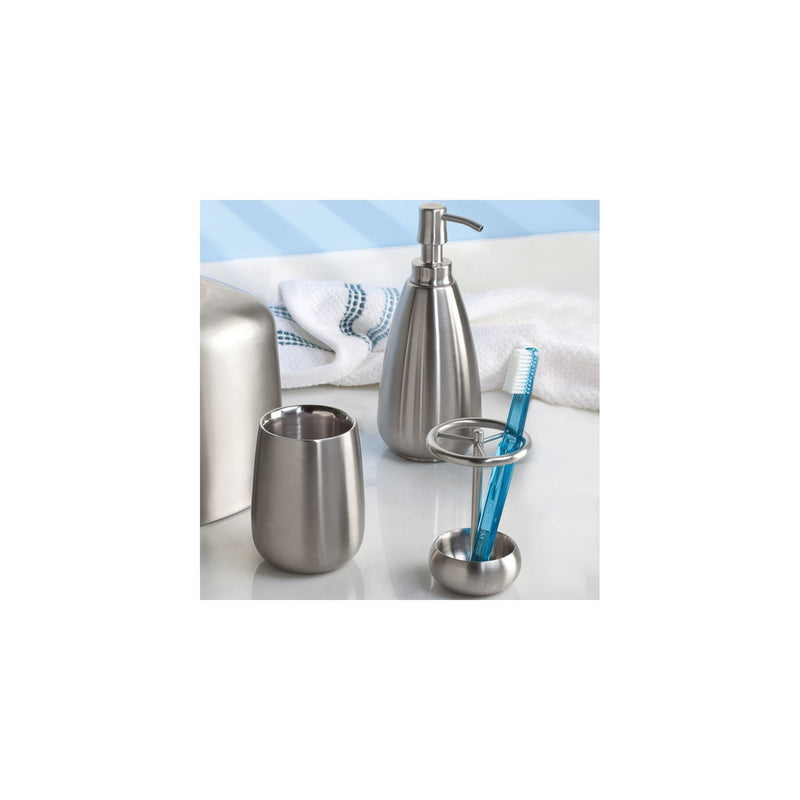 iDesign Nogu Metal Toothbrush Holder Stand for Bathroom Vanity, Countertops, Stainless Steel - NewNest Australia