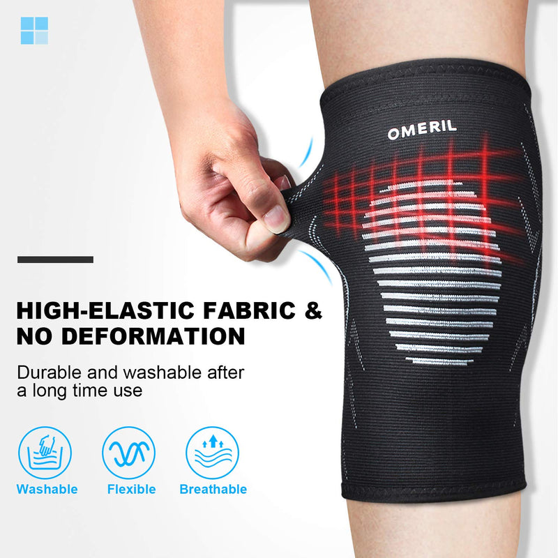 2 Pack Knee Support for Women and Men, Breathable Anti-Slip Compression Sleeve, Knee Brace for Arthritis, Joint Pain, Tendonitis, Meniscus Tear, Ligament Injury, Running (L: 42-47cm) L:42-47cm - NewNest Australia