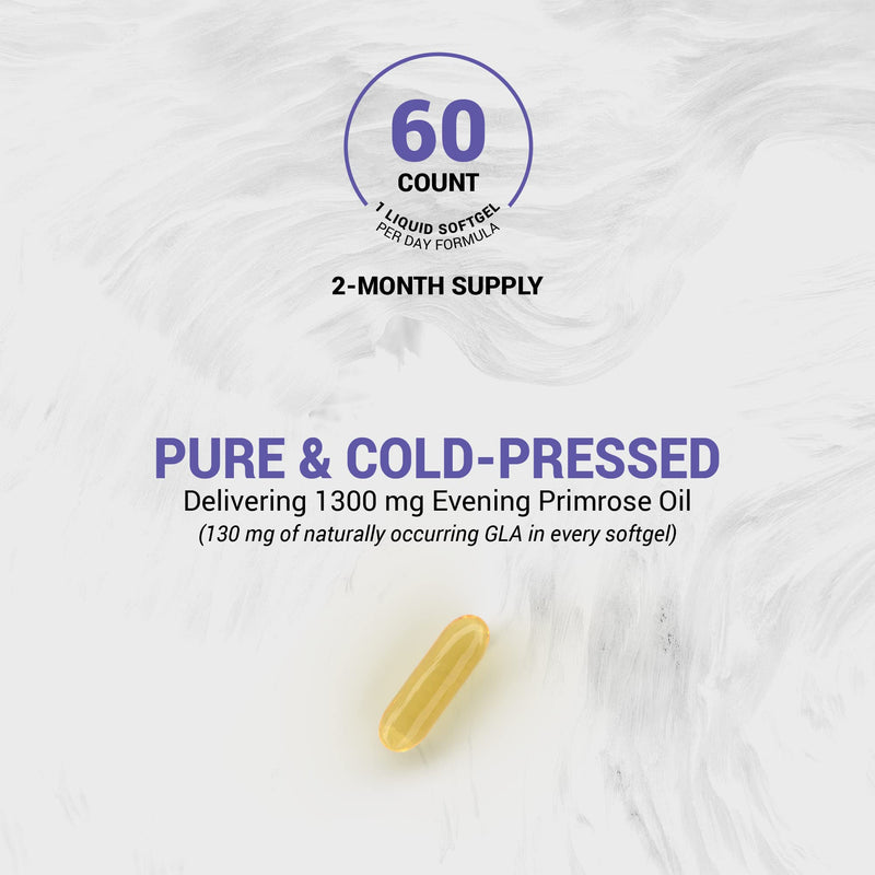 Naturalis Evening Primrose Oil (1300mg) | 100% Natural from New Zealand | Non-GMO, Soy & Gluten Free, Zero Filler | 60 Softgels 60 Count (Pack of 1) - NewNest Australia