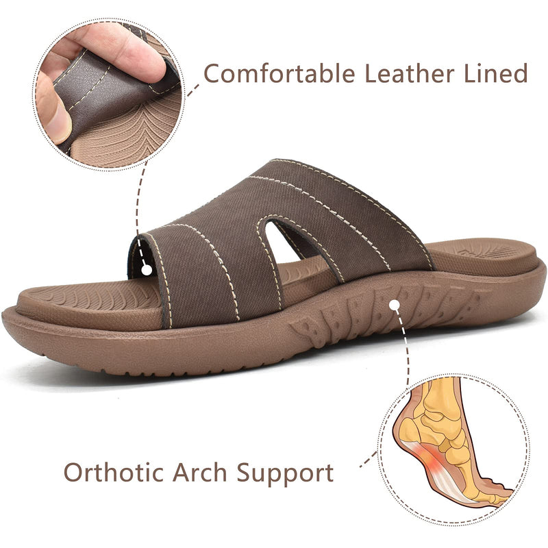 KuaiLu Womens Fashion Orthotic Slides Ladies Lightweight Athletic Yoga Mat Sandals Slip On Thick Cushion Slippers Sandals With Comfortable Plantar Fasciitis Arch Support 5.5 UK Brown - NewNest Australia