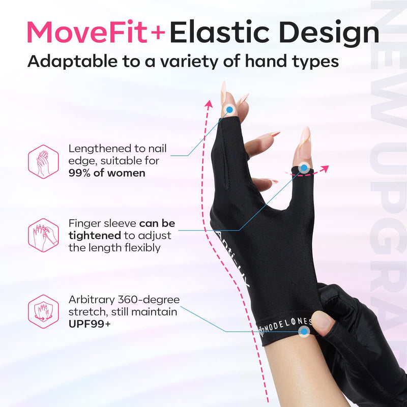 modelones UV Glove for Nails, Professional UPF99+ UV Protection Gloves for Gel Manicures, Fingerless UV Light Gloves for Gel Nails, Anti UV Glove for Gel Nail Lamp, Protect Your Skin from UV Harm - NewNest Australia