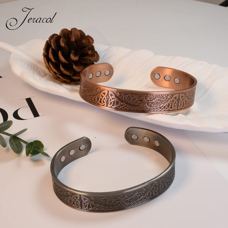 Jeracol Copper Magnetic Bracelet for Men Women,Tree of Life 100% Solid Copper Cuff Bangle with 6 3500 Guass Magnets,Adjustable Size Brazaletes with Jewellry Gift Box 17.5-Tree - NewNest Australia