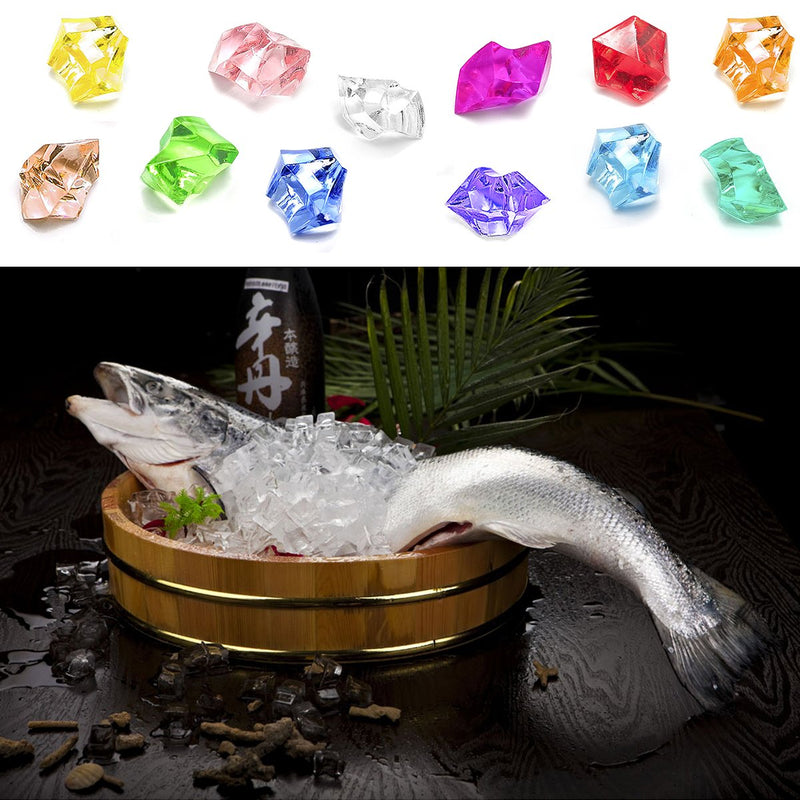 DomeStar Blue Fake Crushed Ice Rocks, 150 PCS Fake Diamonds Plastic Ice Cubes Acrylic Clear Ice Rock Diamond Crystals Fake Ice Cubes Gems for Home Decoration Wedding Display Vase Fillers - NewNest Australia