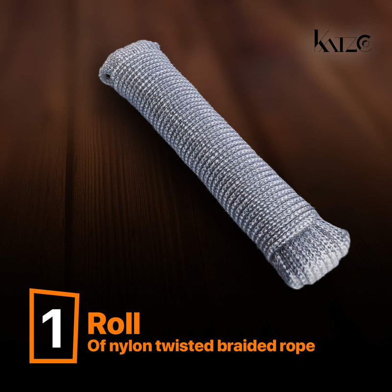 Katzco Nylon Twisted Braided Rope - 3/16 Inch x 100 Foot Anchor Rope - for Moving, Camping, Towing, Outdoor Adventure, Mountain Climbing, Gardening, Boat Docks - NewNest Australia