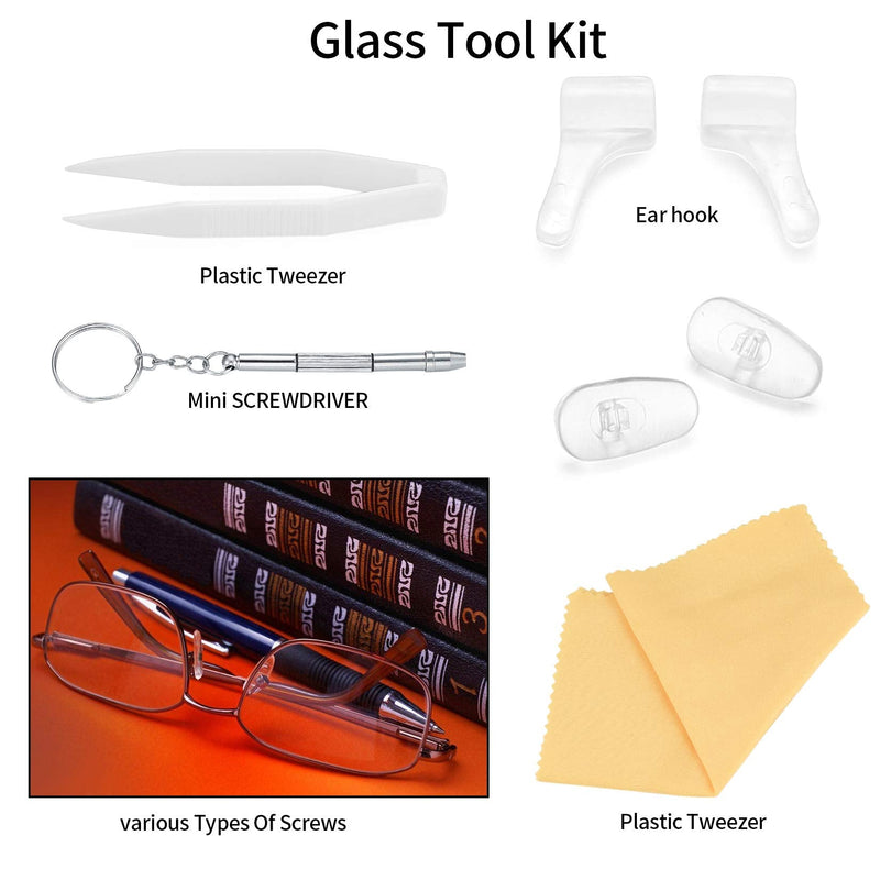 Glasses repair set, 500 pieces glasses repair tool set, with small screws nuts, silicone nose pads, tweezers, micro screwdriver, cleaning cloth, for glasses, sunglasses - NewNest Australia