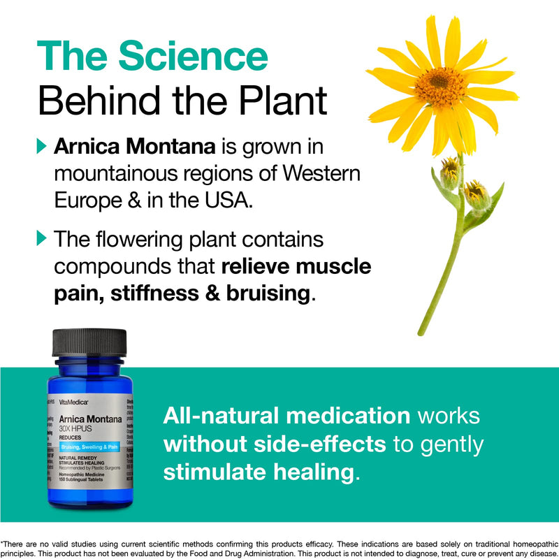 VitaMedica | Arnica Montana | 30X | HPUS | Made in USA | Plant Based | Bruising | Swelling & Inflammation | Muscle Pain Relief | Post Surgery | Homeopathic Remedies | Arnica Tablets | 150 Ct - NewNest Australia