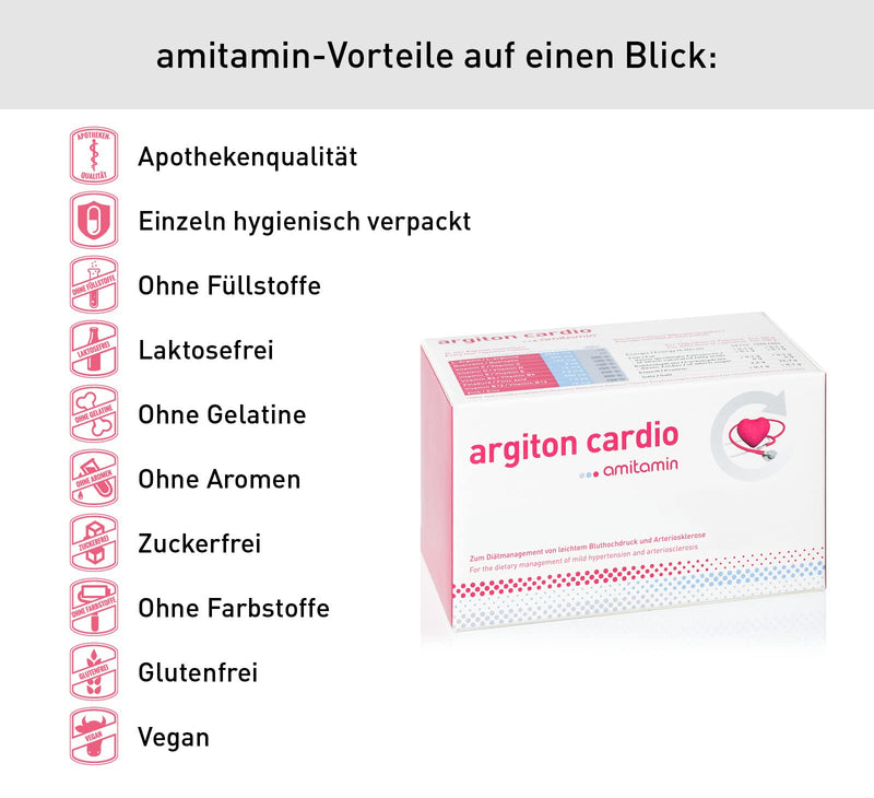 Amitamin Argiton Cardio, German Pharmacy Quality, 120 Capsules, Heart, Blood Pressure, Vessels, With L-Arginine, Vitamins B6,12,C,D,E, Folic Acid, Sodium And Zinc - NewNest Australia