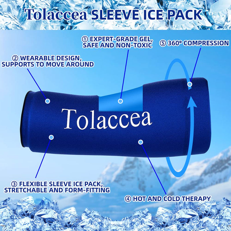 Tolaccea Knee Ice Pack & Elbow Ice Pack Support Brace for Hot & Cold Compress Therapy, Compression Sleeve Reusable Gel Pack for Injury Cold Wrap for Knee Calf Elbow (Blue,S) Blue Small(9''-12'') - NewNest Australia