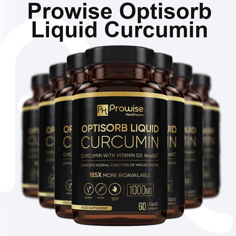 Optisorb Liquid Curcumin with Vitamin D - 60 Liqcaps | 185x Turmeric & Curcumin Bioavailability - Ultra Bioavailable | Liquid Capsules with 500mg NovaSOL® per Capsule - UK Manufactured - NewNest Australia