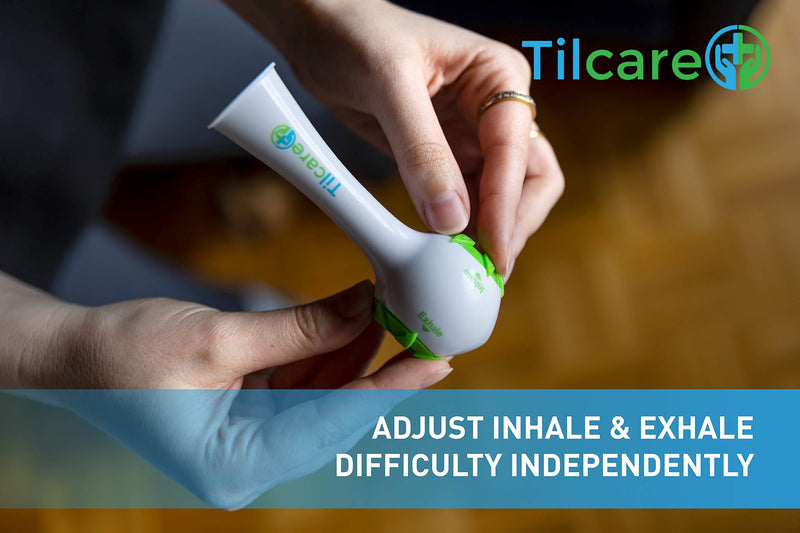 Inspiratory Expiratory Muscle Trainer by Tilcare - Perfect Breathing Exercise Device for Developing Strong Lungs - Lung Expander Exerciser That is Great Drug-Free Therapy for Asthma, CHF, Dysphagia - NewNest Australia
