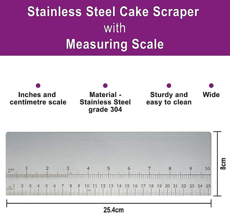 NewNest Australia - 10inch Metal Cake Scraper，Stainless Steel Cake Edge Smoother for Buttercream, Cake Decorating Comb 