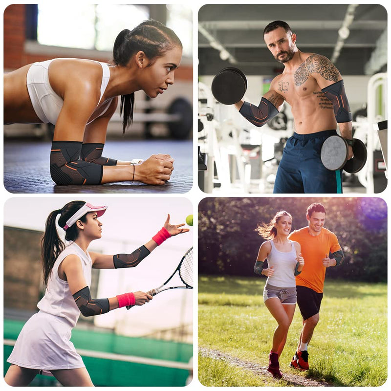 Acwoo Elbow Bandage, Non-Slip Elbow Bandage For Men And Women, Elbow Support Sleeve For Left/Right, Breathable Compression Elbow Support For Tennis, Volleyball, Golf, Orange (L) - NewNest Australia