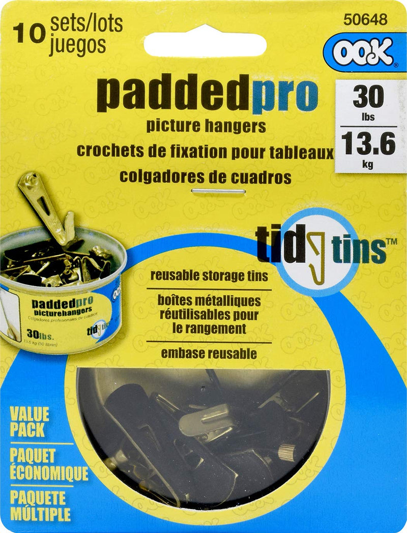 OOK 50648 Professional Picture Hangers, Art Hangers, Padded, Brass, Reusable Picture Hooks, 30lb (10 Set) 10 set, 30lb - NewNest Australia